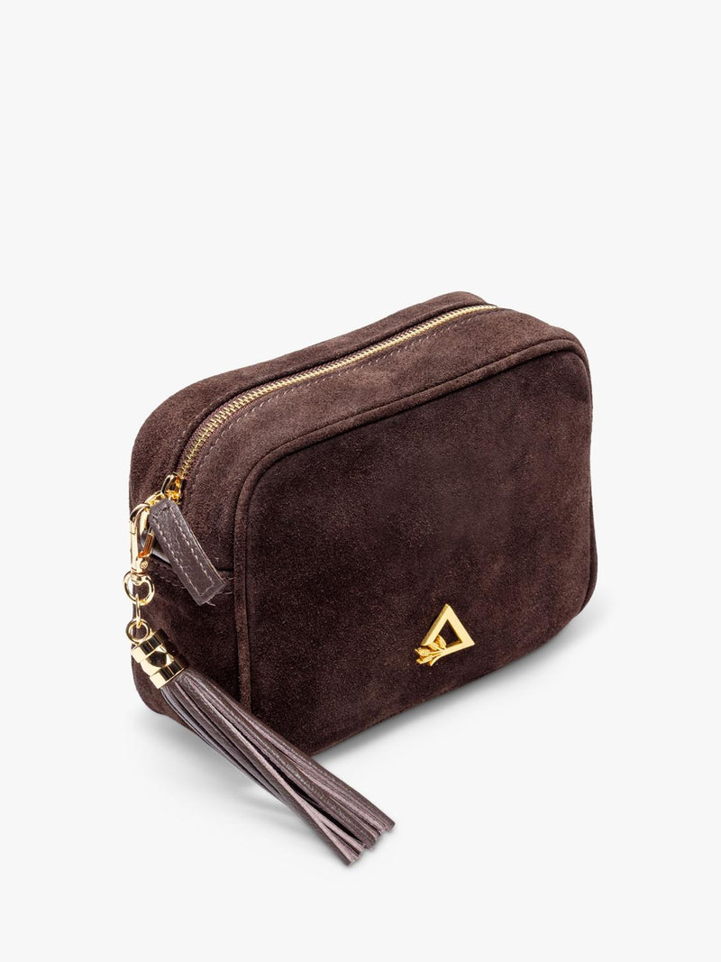 Hay Life suede camera bag chocolate from a British brand, imported from the UK