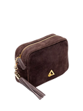 Hay Life suede camera bag chocolate from a British brand, imported from the UK