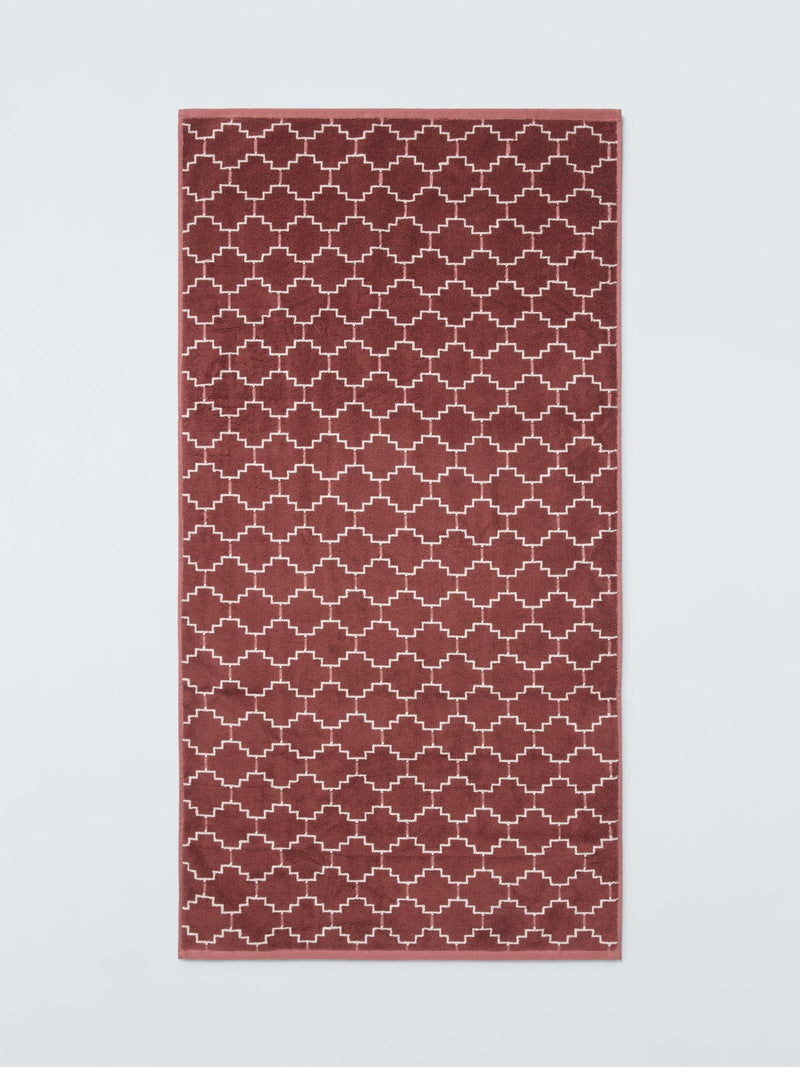 John Lewis Castillo geometric towel Burnt Umber 600gsm - British product