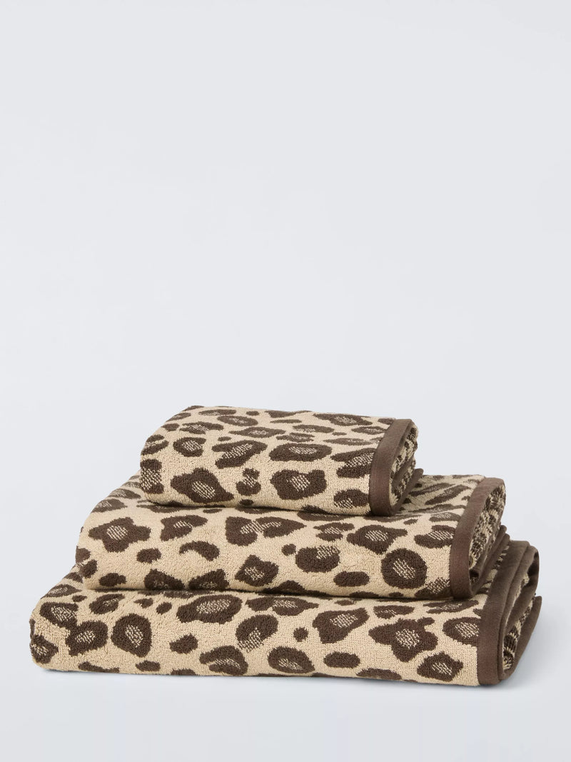John Lewis leopard print towel natural 600gsm, imported from the UK