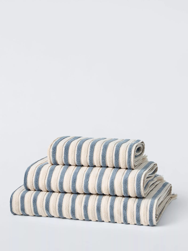 John Lewis striped fringed bath towel 550gsm (British brand)