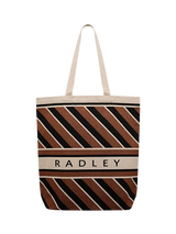 John Lewis Radley Canvas Diagonal Stripe Tote Bag, Coffee- Buy online at McGrocer