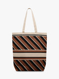 Radley canvas diagonal stripe tote bag coffee, imported from the UK