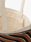 Radley canvas diagonal stripe tote bag coffee, imported from the UK