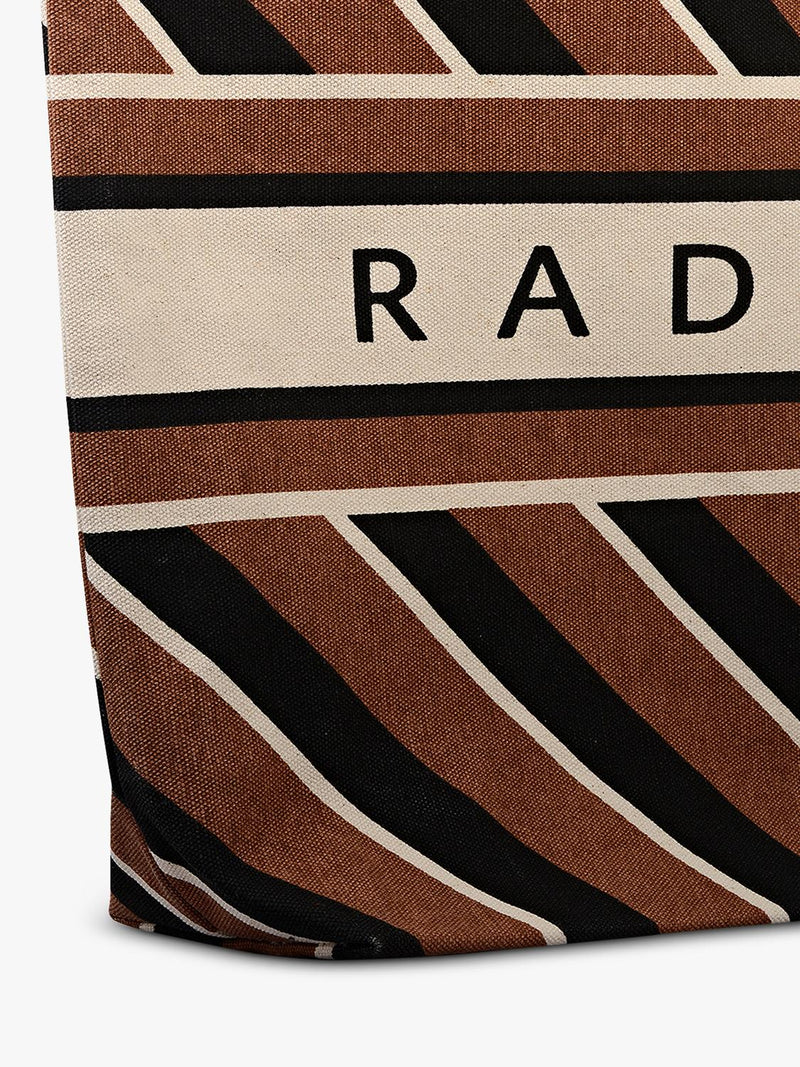 Radley canvas diagonal stripe tote bag coffee, imported from the UK