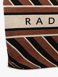 Radley canvas diagonal stripe tote bag coffee, imported from the UK