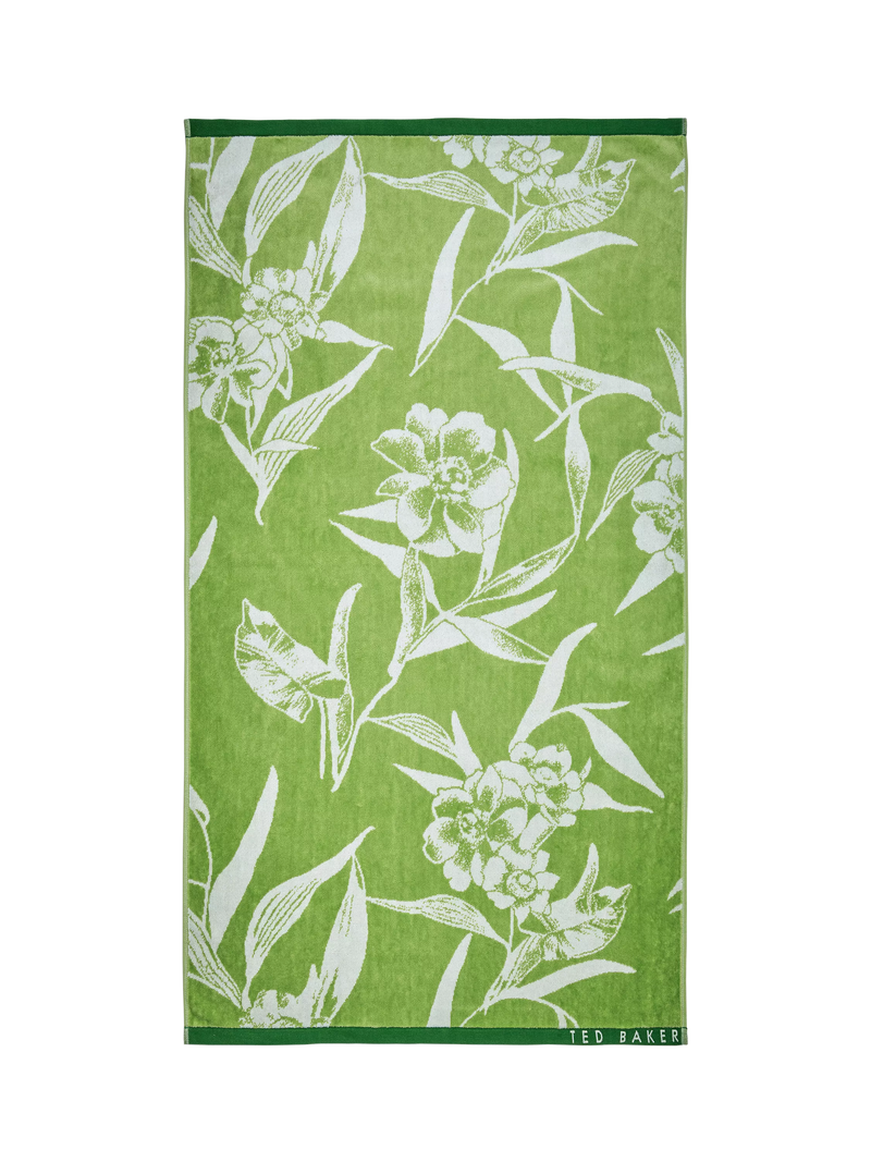 Ted Baker Cabana towels green floral cotton velour (British brand)