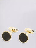 Moss round onyx cufflinks - British product