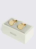 Moss textured round cufflinks gold-tone brass, UK version