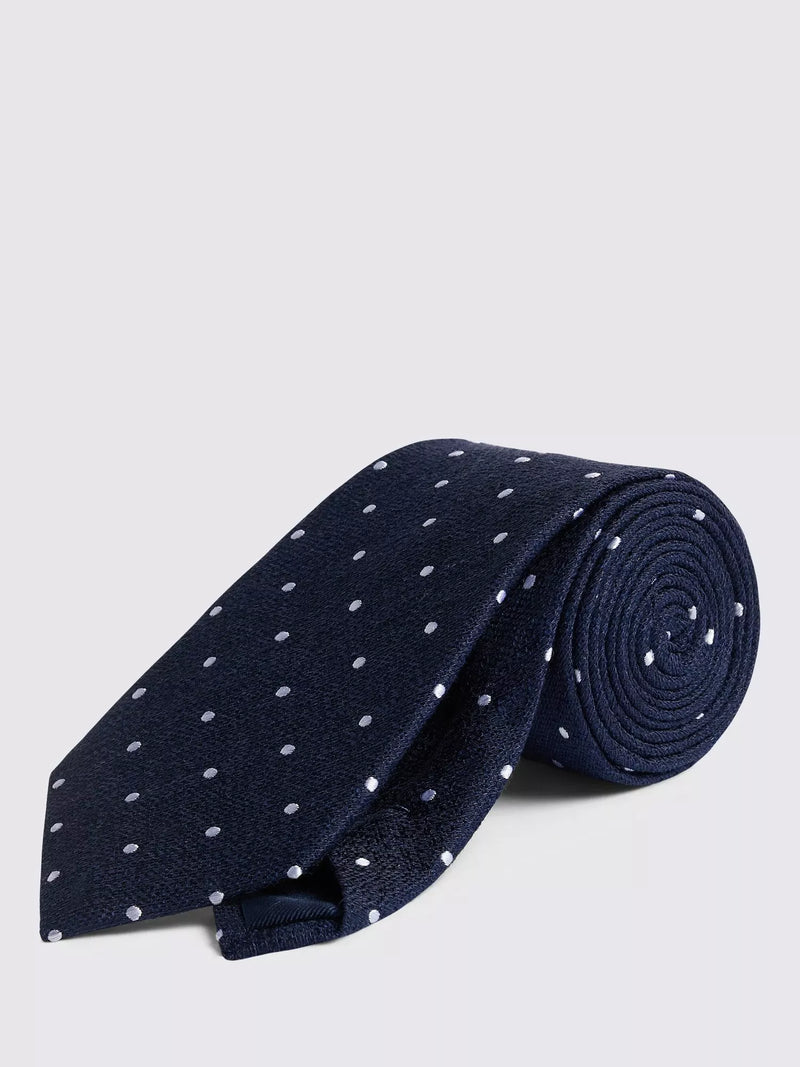 Moss men's silk blend polka dot tie - British product