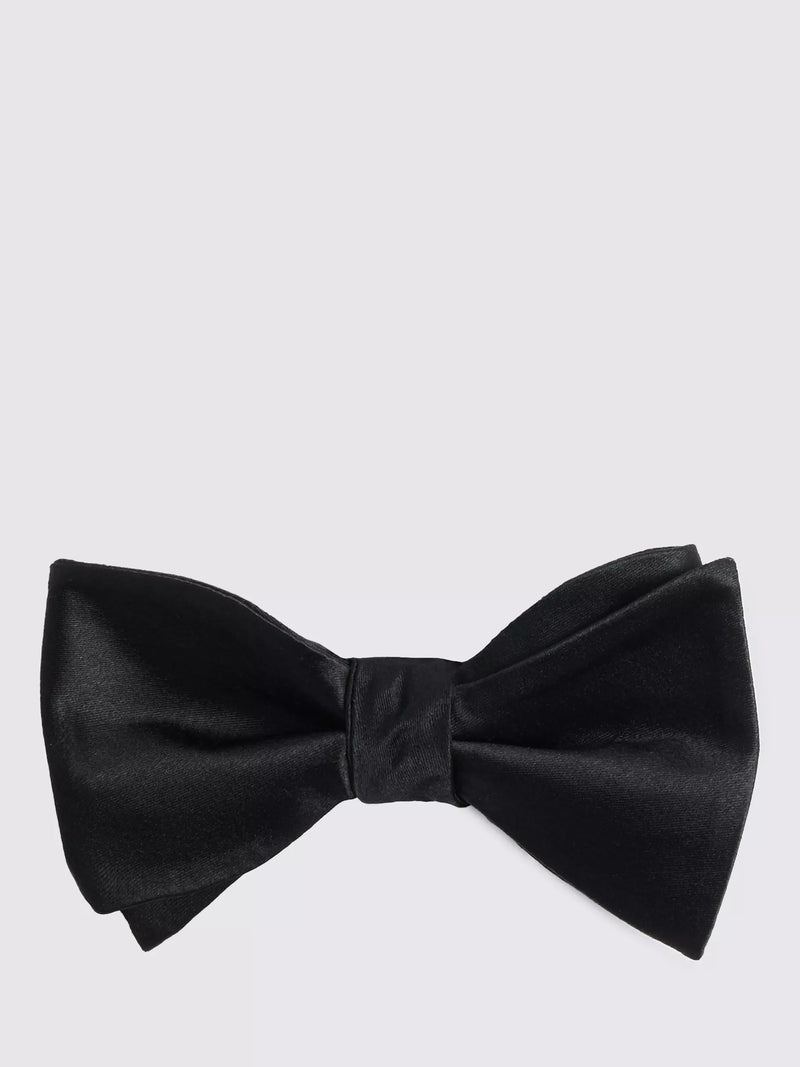 Moss self-tie silk bow tie black, imported from the UK