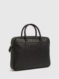Moss Saffiano effect attaché bag black faux leather (British brand)