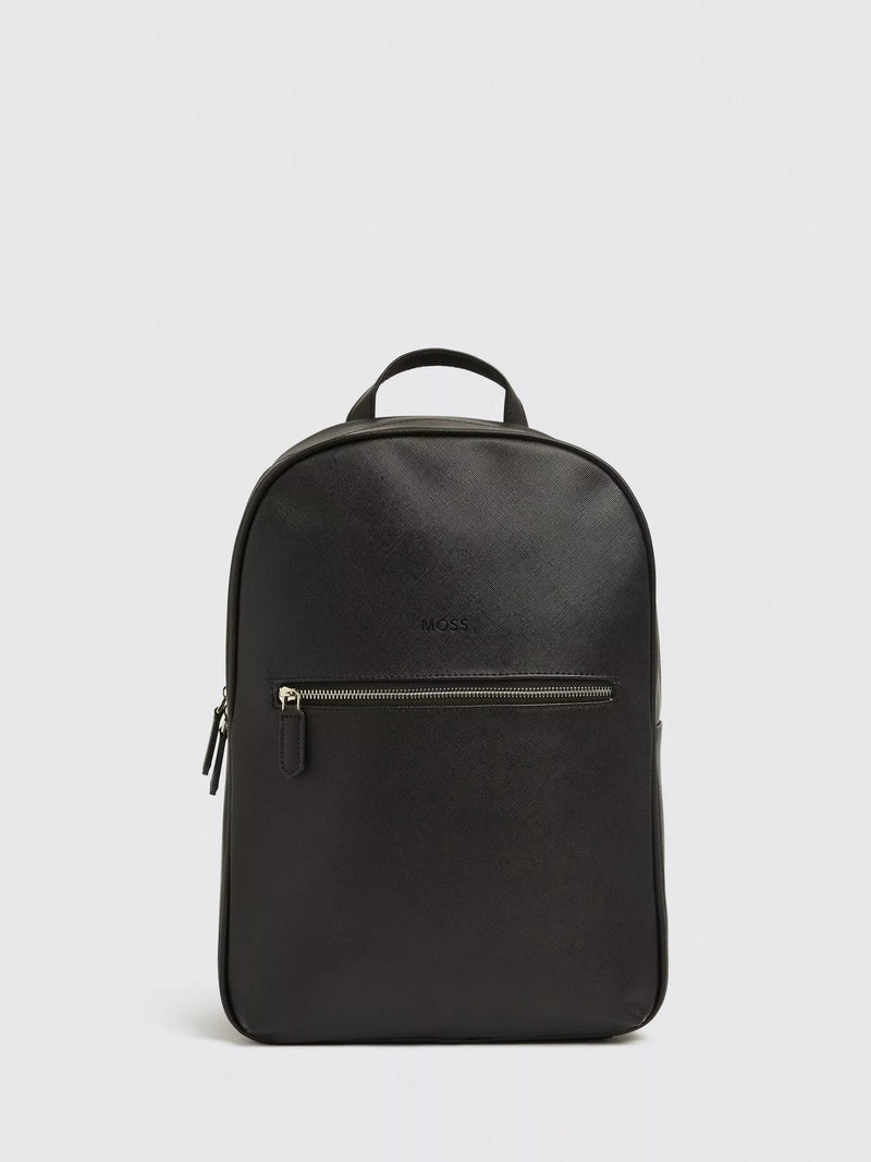 Moss Saffiano effect backpack black faux leather, imported from the UK