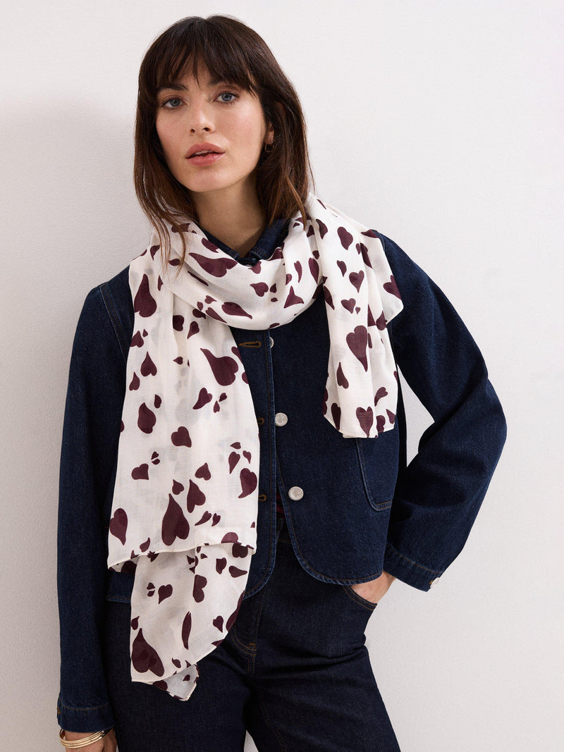 Phase Eight heart print scarf cream, imported from the UK