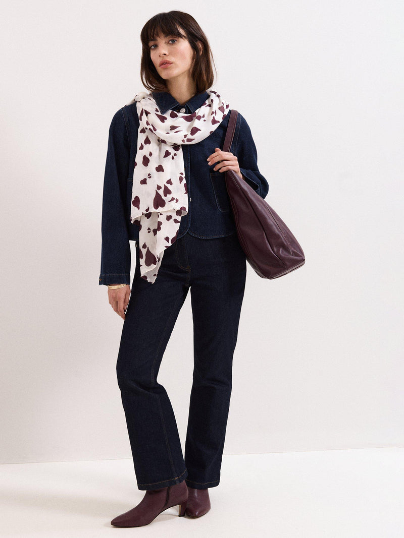 Phase Eight heart print scarf cream, imported from the UK