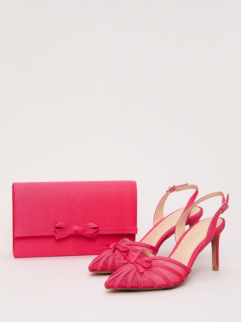 Phase Eight pink grosgrain bow clutch bag, UK version