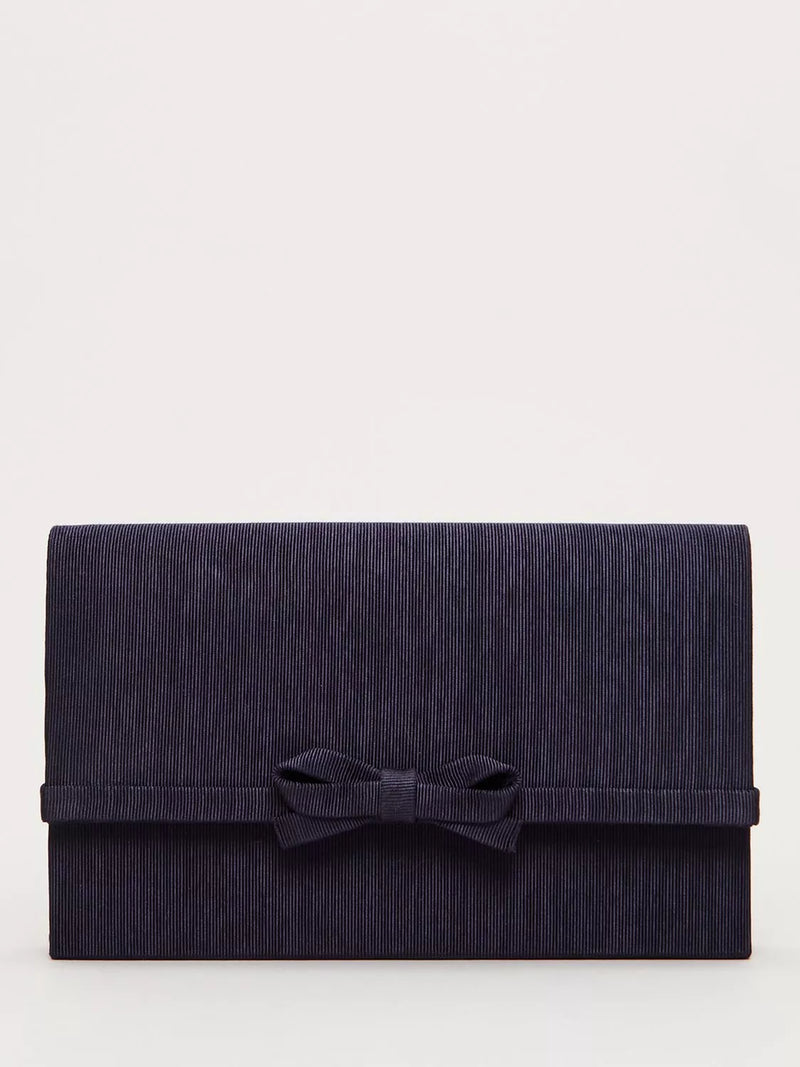 Phase Eight grosgrain bow clutch bag in navy, UK version