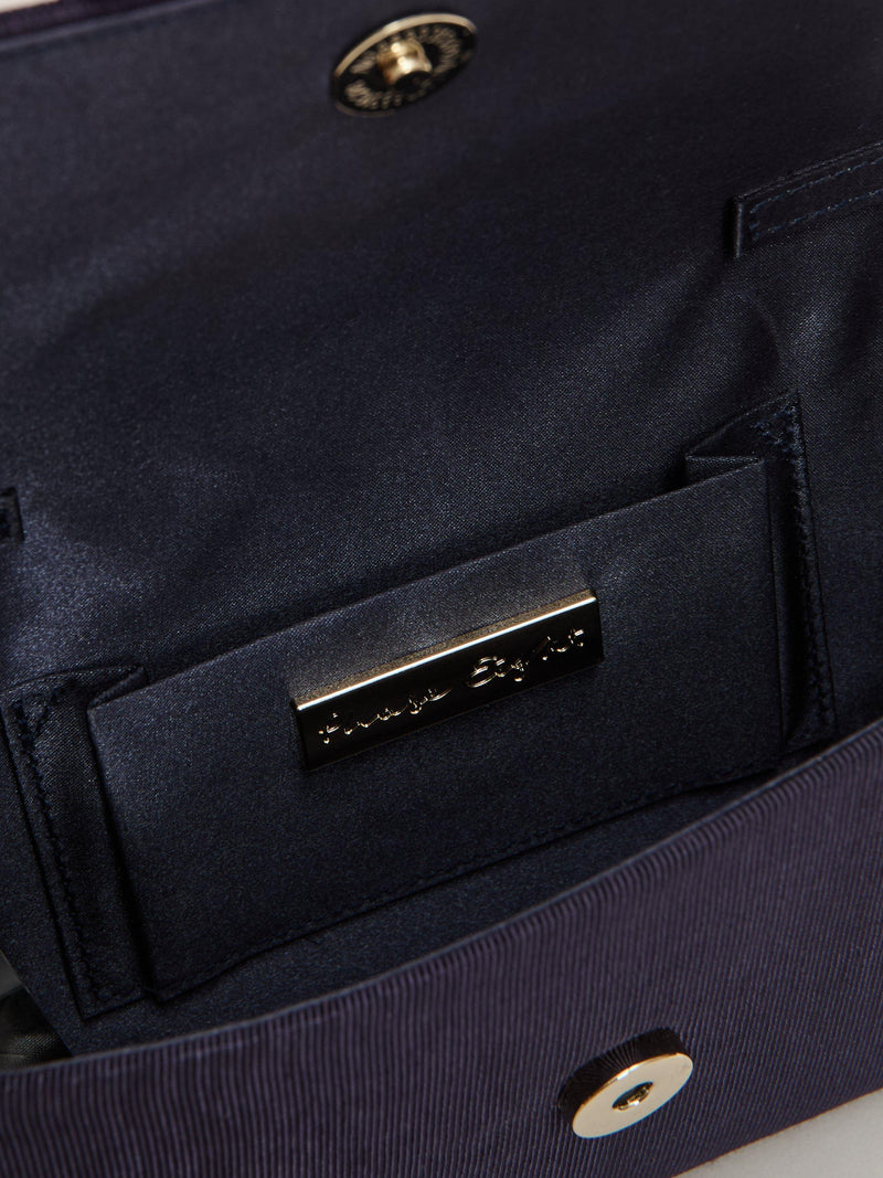 Phase Eight grosgrain bow clutch bag in navy, UK version