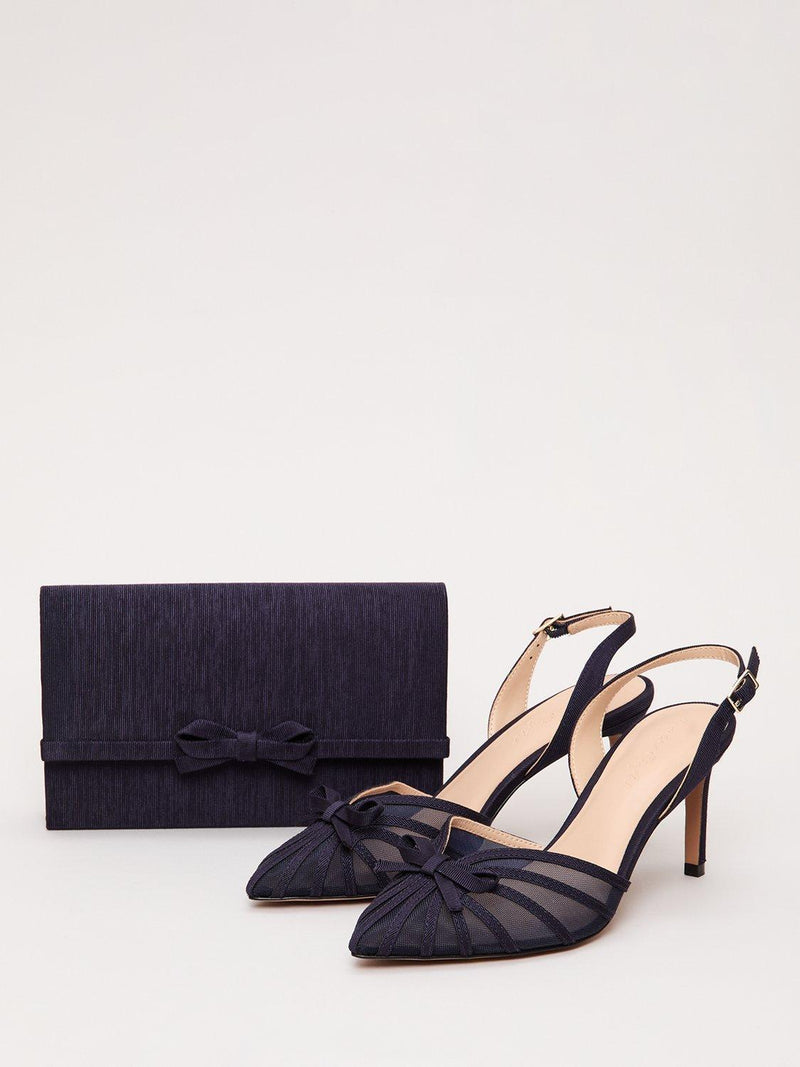 Phase Eight grosgrain bow clutch bag in navy, UK version