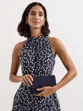 Phase Eight grosgrain bow clutch bag in navy, UK version