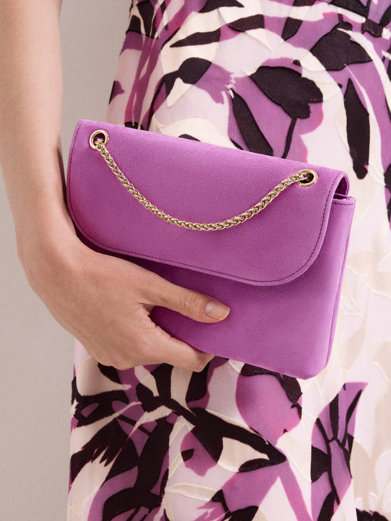 Phase Eight suede clutch bag with chain strap (British brand)