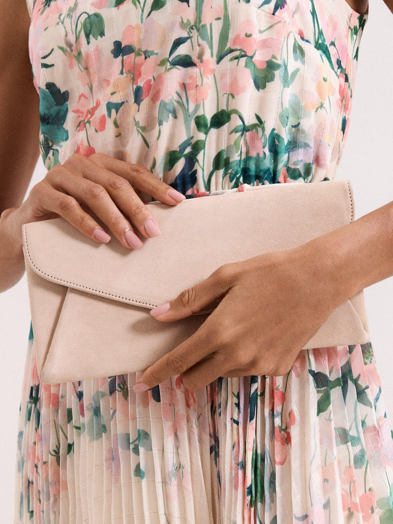Phase Eight suede clutch bag with chain strap - British product