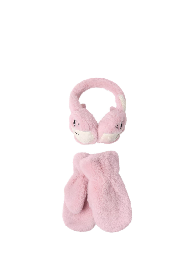 Lindex kids ear muffs and mittens set dusty pink (British brand)