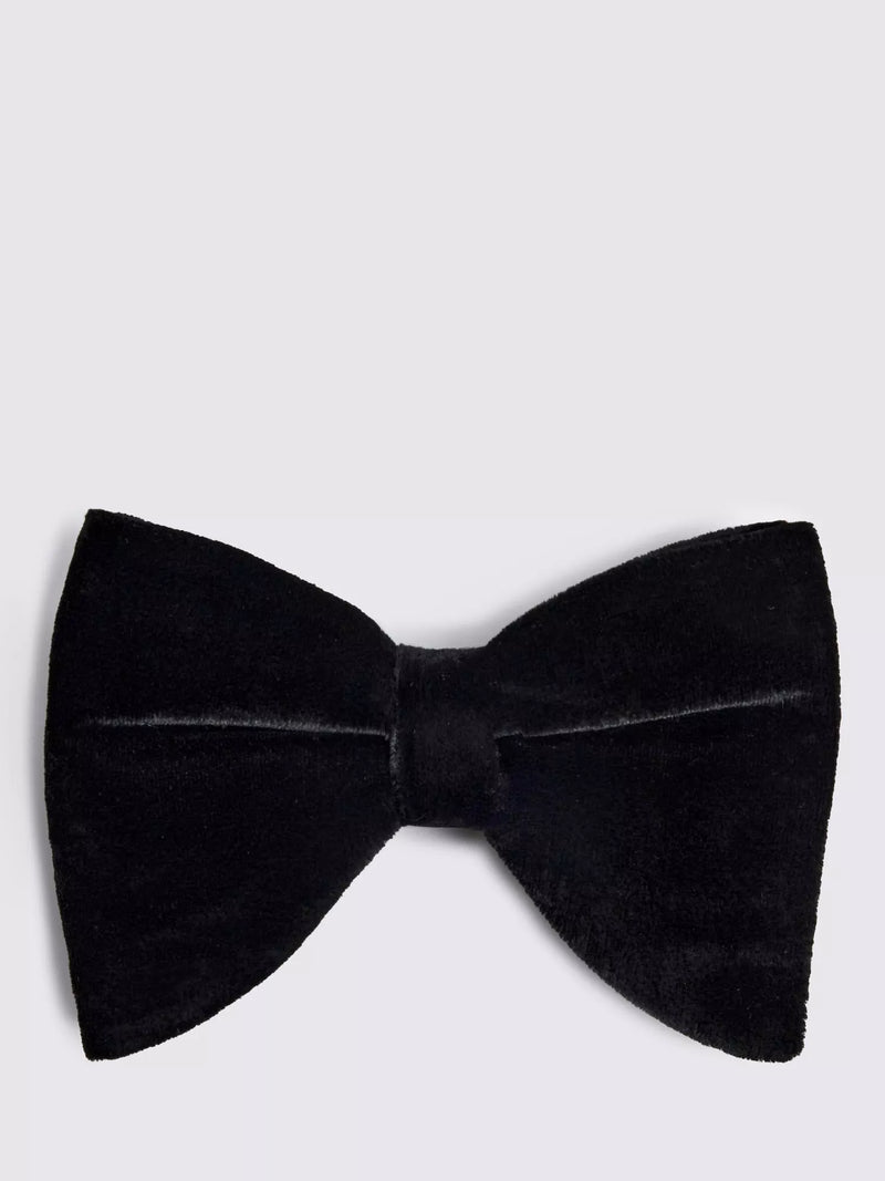 Moss black velvet bow tie pre-tied - British product