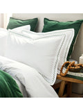 Christy Wave duvet cover set in white and green, double size - British product