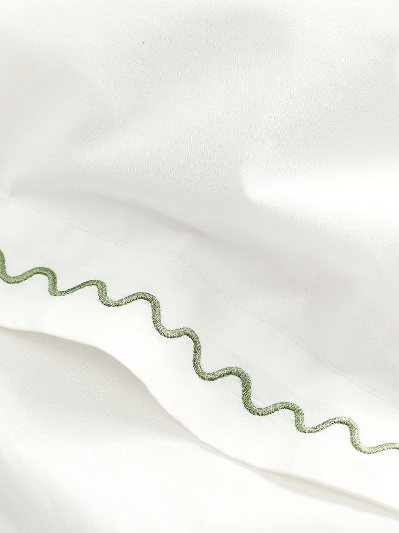 Christy Wave duvet cover set in white and green, double size - British product