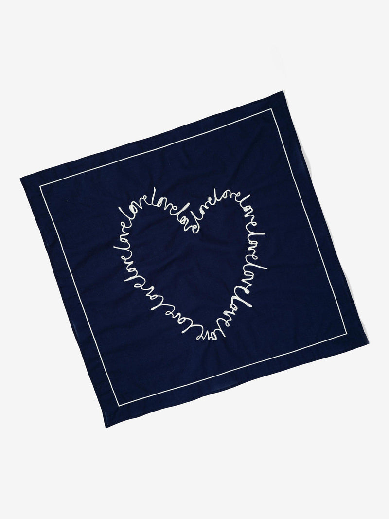 Mint Velvet square scarf navy embroidered 55x55cm, imported from the UK
