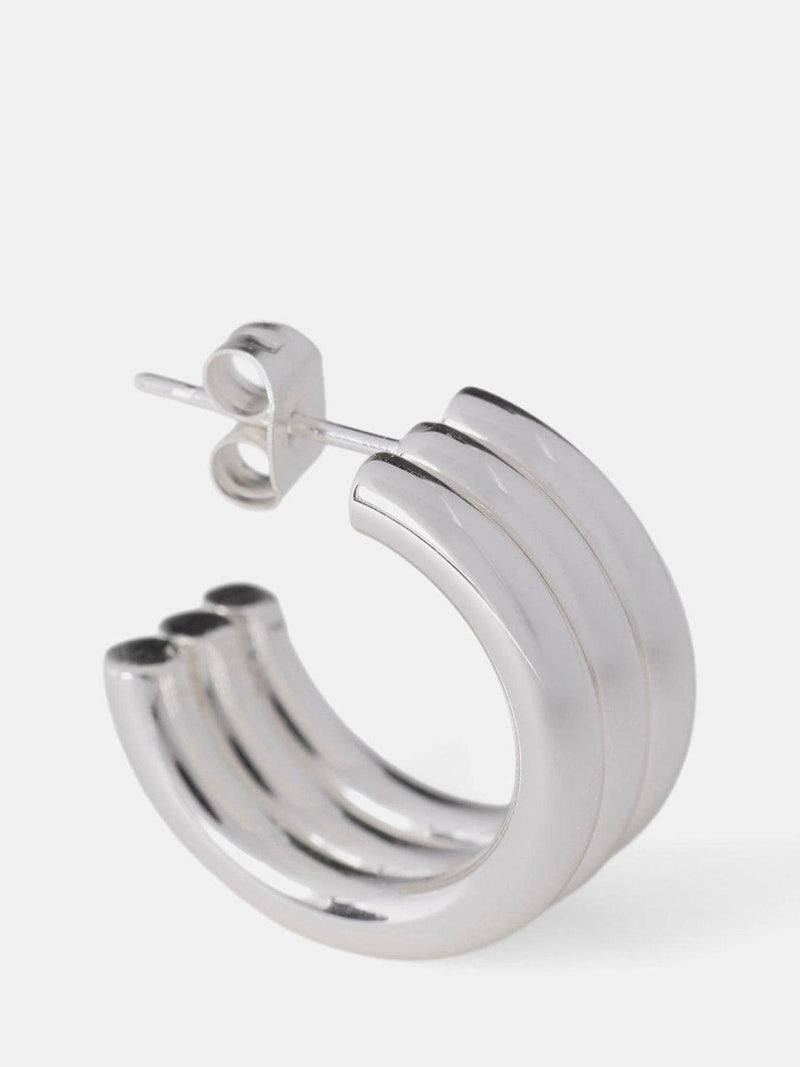 Mint Velvet silver ribbed hoop earrings 2cm, UK version