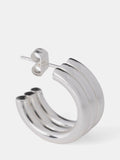 Mint Velvet silver ribbed hoop earrings 2cm, UK version