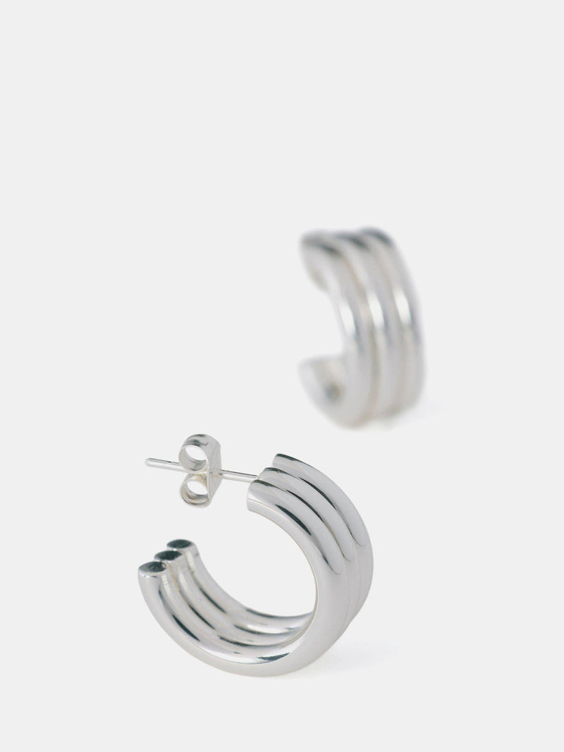 Mint Velvet silver ribbed hoop earrings 2cm, UK version