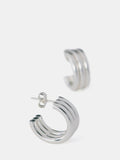 Mint Velvet silver ribbed hoop earrings 2cm, UK version