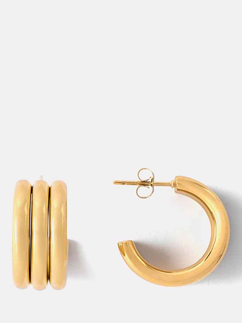 Mint Velvet ribbed hoop earrings gold toned 2cm (British brand)