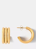 Mint Velvet ribbed hoop earrings gold toned 2cm (British brand)