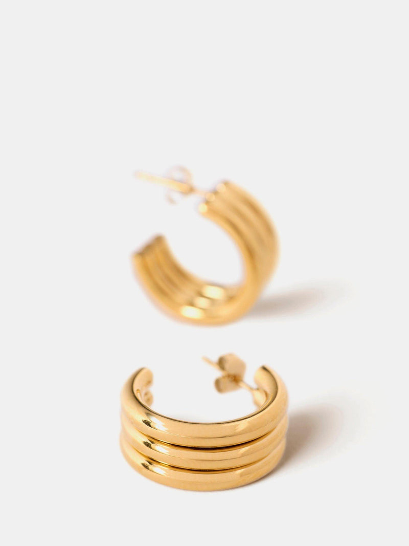 Mint Velvet ribbed hoop earrings gold toned 2cm (British brand)