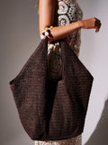 South Beach straw beaded oversized tote bag in brown - British product