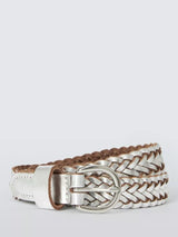 John Lewis John Lewis Kids' Plaited Leather Belt, Silver- Buy online at McGrocer