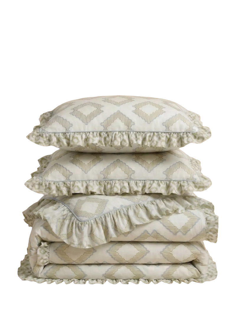 TBCo Diamond duvet cover set green double (British brand)