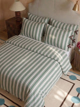 John Lewis TBCo Stripe 200 Thread Count Cotton Duvet Cover Set, Blue Stripe, Double- Buy online at McGrocer