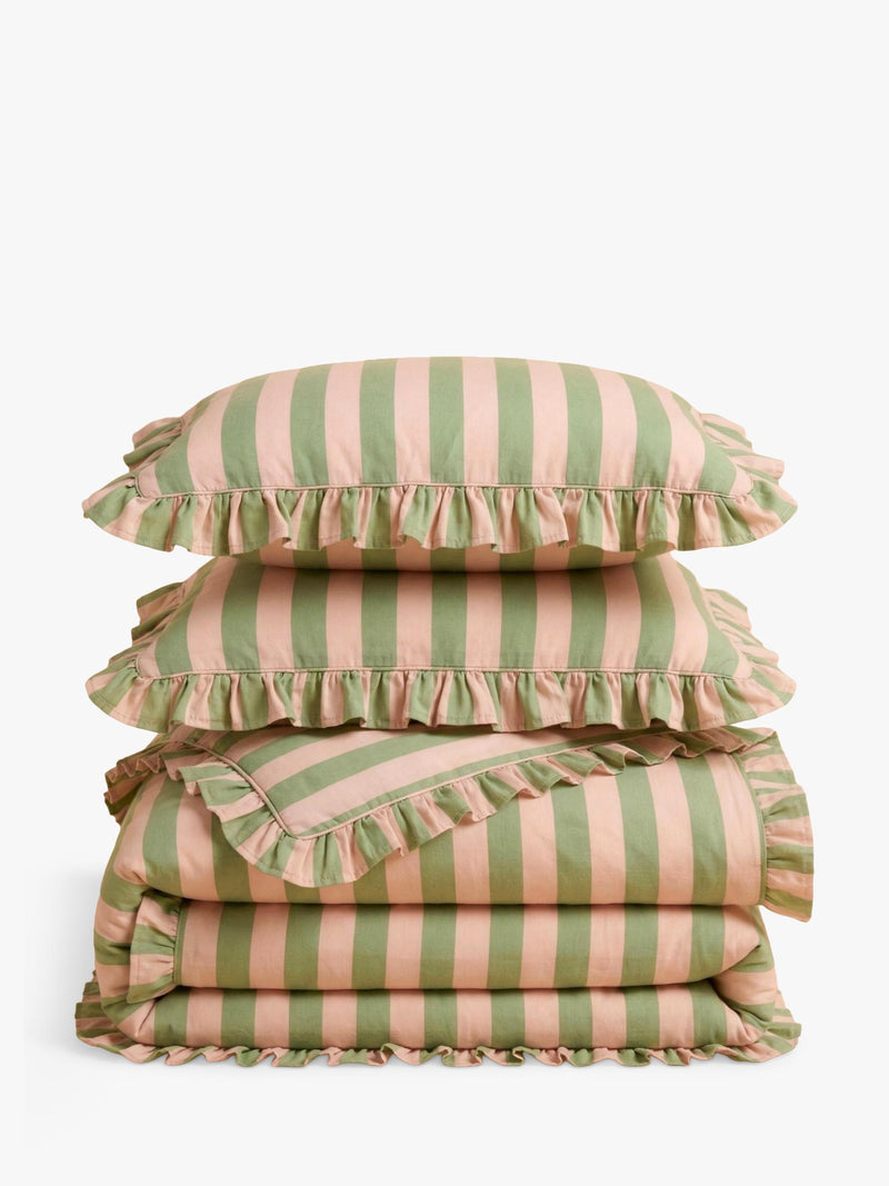 TBCo green stripe duvet cover set double, imported from the UK