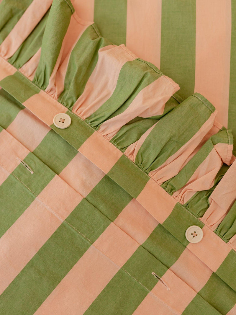 TBCo green stripe duvet cover set double, imported from the UK
