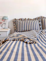 John Lewis TBCo Stripe 200 Thread Count Cotton Duvet Cover Set Navy Double- Buy online at McGrocer