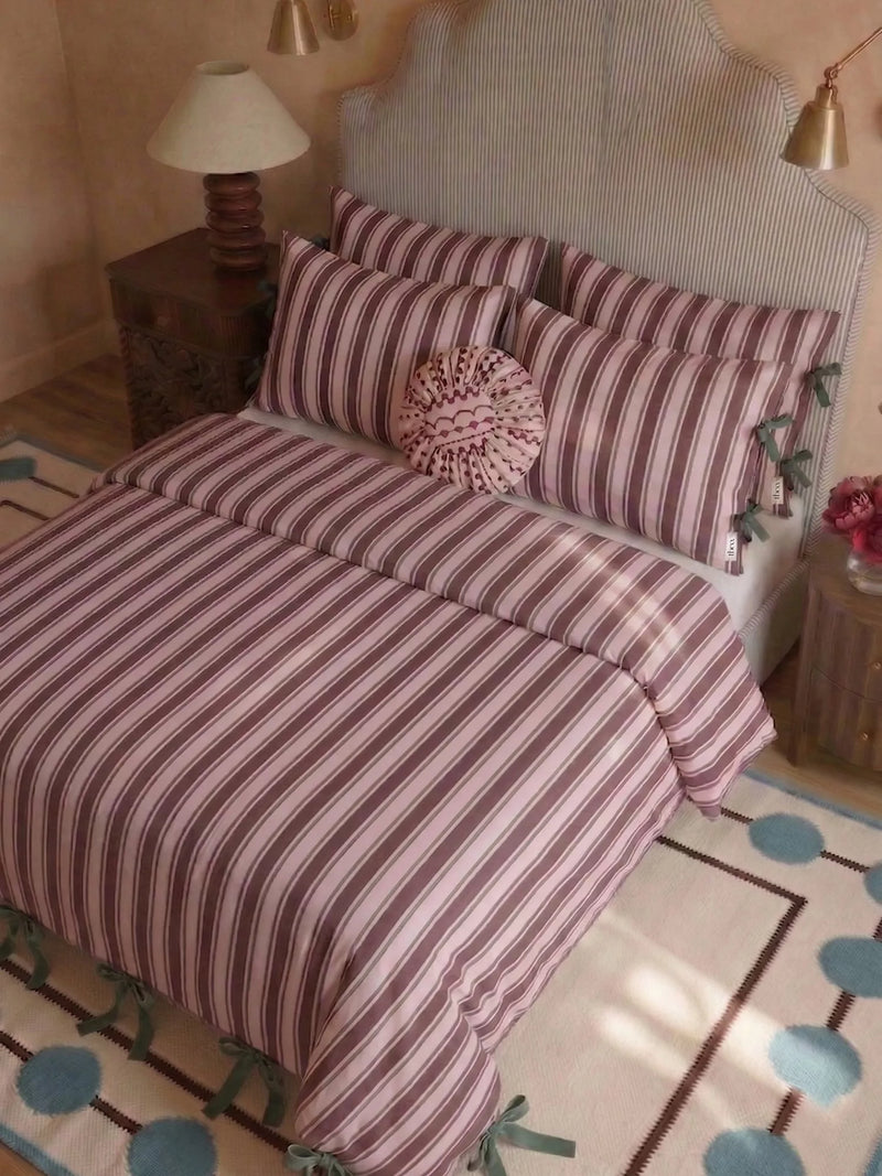 TBCo duvet cover set stripe pink double, imported from the UK