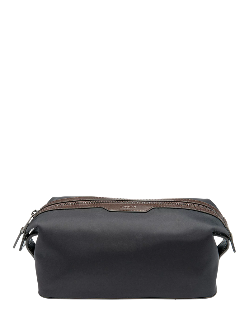 Loake Welland wash bag black nylon leather trim, UK version