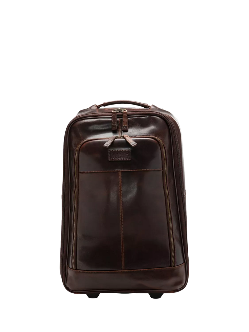 Loake Paris leather wheeled suitcase Chestnut (British brand)