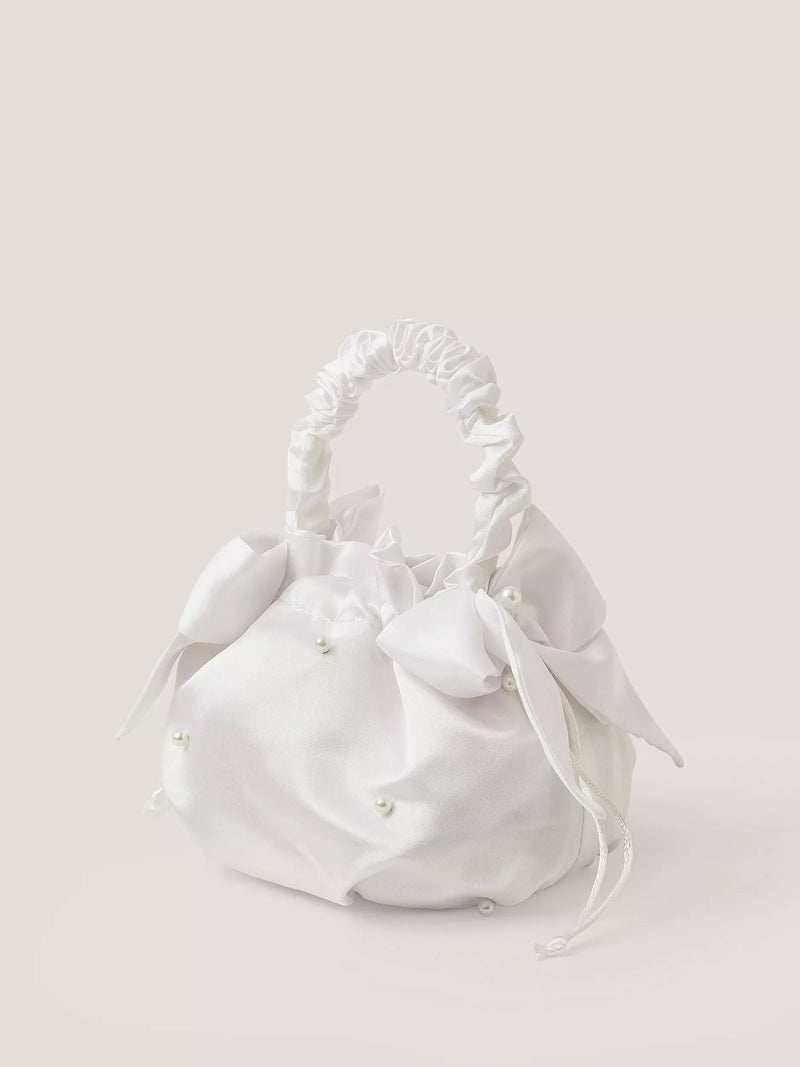 Monsoon kids' pearl bag and hair bow set white, imported from the UK