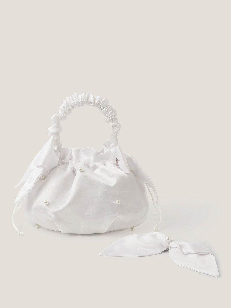 Monsoon kids' pearl bag and hair bow set white, imported from the UK